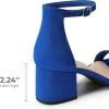 DREAM PAIRS Womens Low-Chunk Low Heel Pump Sandal(Royal/Blue)