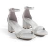 DREAM PAIRS Womens Low-Chunk Low Heel Pump Sandal(Silver/Glitter)