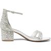 DREAM PAIRS Womens Low-Chunk Low Heel Pump Sandal(Silver/Rhinestone)