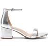 DREAM PAIRS Womens Low-Chunk Low Heel Pump Sandal(Silver-metallic)