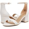 DREAM PAIRS Womens Low-Chunk Low Heel Pump Sandal(White)