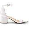 DREAM PAIRS Womens Low-Chunk Low Heel Pump Sandal(White/Pu)