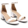 DREAM PAIRS Womens Low-Chunk Low Heel Pump Sandal(White/Pu)