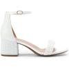 DREAM PAIRS Womens Low-Chunk Low Heel Pump Sandal(White-pearl)