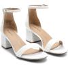 DREAM PAIRS Womens Low-Chunk Low Heel Pump Sandal(White-pearl)
