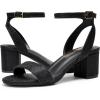 DREAM PAIRS Women’s Open Toe Ankle Strap Low Block Chunky Heels Sandals Party Dress Pumps Shoes(Black/Glitter)