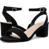 DREAM PAIRS Women’s Open Toe Ankle Strap Low Block Chunky Heels Sandals Party Dress Pumps Shoes(Black/Suede)