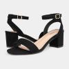 DREAM PAIRS Women’s Open Toe Ankle Strap Low Block Chunky Heels Sandals Party Dress Pumps Shoes(Black/Suede/Carnival)