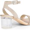 DREAM PAIRS Women’s Open Toe Ankle Strap Low Block Chunky Heels Sandals Party Dress Pumps Shoes(Gold/Clear-rhinestone)