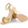 DREAM PAIRS Women’s Open Toe Ankle Strap Low Block Chunky Heels Sandals Party Dress Pumps Shoes(Gold/Metallic)
