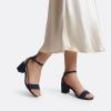 DREAM PAIRS Women’s Open Toe Ankle Strap Low Block Chunky Heels Sandals Party Dress Pumps Shoes(Navy/Suede)