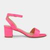 DREAM PAIRS Women’s Open Toe Ankle Strap Low Block Chunky Heels Sandals Party Dress Pumps Shoes(Neon/Pink/Pu)