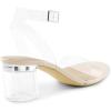 DREAM PAIRS Women’s Open Toe Ankle Strap Low Block Chunky Heels Sandals Party Dress Pumps Shoes(Nude/Clear)
