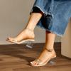 DREAM PAIRS Women’s Open Toe Ankle Strap Low Block Chunky Heels Sandals Party Dress Pumps Shoes(Nude/Clear)