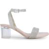 DREAM PAIRS Women’s Open Toe Ankle Strap Low Block Chunky Heels Sandals Party Dress Pumps Shoes(Nude/Clear-rhinestone)