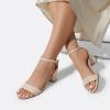 DREAM PAIRS Women’s Open Toe Ankle Strap Low Block Chunky Heels Sandals Party Dress Pumps Shoes(Nude/Suede)