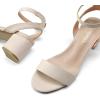 DREAM PAIRS Women’s Open Toe Ankle Strap Low Block Chunky Heels Sandals Party Dress Pumps Shoes(Nude/Suede)