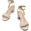 DREAM PAIRS Women’s Open Toe Ankle Strap Low Block Chunky Heels Sandals Party Dress Pumps Shoes(Nude/Suede)