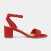 DREAM PAIRS Women’s Open Toe Ankle Strap Low Block Chunky Heels Sandals Party Dress Pumps Shoes(Red/Suede)