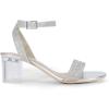 DREAM PAIRS Women’s Open Toe Ankle Strap Low Block Chunky Heels Sandals Party Dress Pumps Shoes(Silver/Clear-rhinestone)