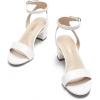 DREAM PAIRS Women’s Open Toe Ankle Strap Low Block Chunky Heels Sandals Party Dress Pumps Shoes(White/Pu)