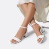DREAM PAIRS Women’s Open Toe Ankle Strap Low Block Chunky Heels Sandals Party Dress Pumps Shoes(White/Pu)