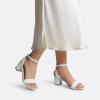 DREAM PAIRS Women’s Open Toe Ankle Strap Low Block Chunky Heels Sandals Party Dress Pumps Shoes(White/Pu)
