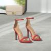 DREAM PAIRS Women’s Open Toe High Heels Stiletto Heeled Sandals Sexy Dressy Shoes(Red/Suede)