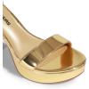 DREAM PAIRS Women’s Platform Chunky High Heeled Sandals Open Toe Block Heels Ankle Strap Dress Shoes for Wedding Party Evening(Gold-pat)