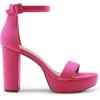 DREAM PAIRS Women’s Platform Chunky High Heeled Sandals Open Toe Block Heels Ankle Strap Dress Shoes for Wedding Party Evening(Hot Pink)