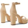 DREAM PAIRS Women’s Platform Chunky High Heeled Sandals Open Toe Block Heels Ankle Strap Dress Shoes for Wedding Party Evening(Nude)
