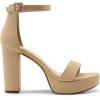 DREAM PAIRS Women’s Platform Chunky High Heeled Sandals Open Toe Block Heels Ankle Strap Dress Shoes for Wedding Party Evening(Nude)