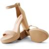 DREAM PAIRS Women’s Platform Chunky High Heeled Sandals Open Toe Block Heels Ankle Strap Dress Shoes for Wedding Party Evening(Nude)