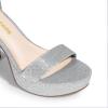 DREAM PAIRS Women’s Platform Chunky High Heeled Sandals Open Toe Block Heels Ankle Strap Dress Shoes for Wedding Party Evening(Silver-glitter)