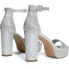 DREAM PAIRS Women’s Platform Chunky High Heeled Sandals Open Toe Block Heels Ankle Strap Dress Shoes for Wedding Party Evening(Silver-glitter)