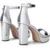 DREAM PAIRS Women’s Platform Chunky High Heeled Sandals Open Toe Block Heels Ankle Strap Dress Shoes for Wedding Party Evening(Silver-pat)