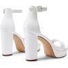 DREAM PAIRS Women’s Platform Chunky High Heeled Sandals Open Toe Block Heels Ankle Strap Dress Shoes for Wedding Party Evening(White)