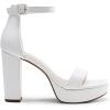 DREAM PAIRS Women’s Platform Chunky High Heeled Sandals Open Toe Block Heels Ankle Strap Dress Shoes for Wedding Party Evening(White)