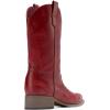 DREAM PAIRS Women’s Square Toe Cowboy Cowgirl Boots Pull On Low Chunky Heel Mid Calf Western Boots with Embroidered Stitched for Theme Party Country Concert(Red)