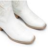 DREAM PAIRS Women’s Square Toe Cowboy Cowgirl Boots Pull On Low Chunky Heel Mid Calf Western Boots with Embroidered Stitched for Theme Party Country Concert(White-1)