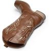 DREAM PAIRS Women’s Square Toe Cowboy Cowgirl Boots Pull On Low Chunky Heel Mid Calf Western Boots with Embroidered Stitched for Theme Party Country Concert(Brown-1)