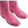 DREAM PAIRS Women’s Square Toe Cowboy Cowgirl Boots Pull On Low Chunky Heel Mid Calf Western Boots with Embroidered Stitched for Theme Party Country Concert(Pink)