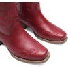 DREAM PAIRS Women’s Square Toe Cowboy Cowgirl Boots Pull On Low Chunky Heel Mid Calf Western Boots with Embroidered Stitched for Theme Party Country Concert(Red)