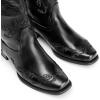 DREAM PAIRS Women’s Square Toe Cowboy Cowgirl Boots Pull On Low Chunky Heel Mid Calf Western Boots with Embroidered Stitched for Theme Party Country Concert(Black)