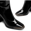DREAM PAIRS Women’s Square Toe Gogo Boots Elastic Ankle Boots High Chunky Block Heel Mid Calf Boots(Black/Pu)