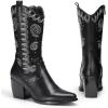 DREAM PAIRS Women’s Western Cowboy boots Mid Calf Cowgirl boot Pull-on