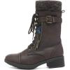 DREAM PAIRS Women’s Winter Lace up Mid Calf Combat Riding Military Boots(Brown)