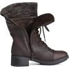 DREAM PAIRS Women’s Winter Lace up Mid Calf Combat Riding Military Boots(Brown)