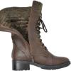 DREAM PAIRS Women’s Winter Lace up Mid Calf Combat Riding Military Boots(Brown)