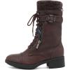 DREAM PAIRS Women’s Winter Lace up Mid Calf Combat Riding Military Boots(Burgundy)